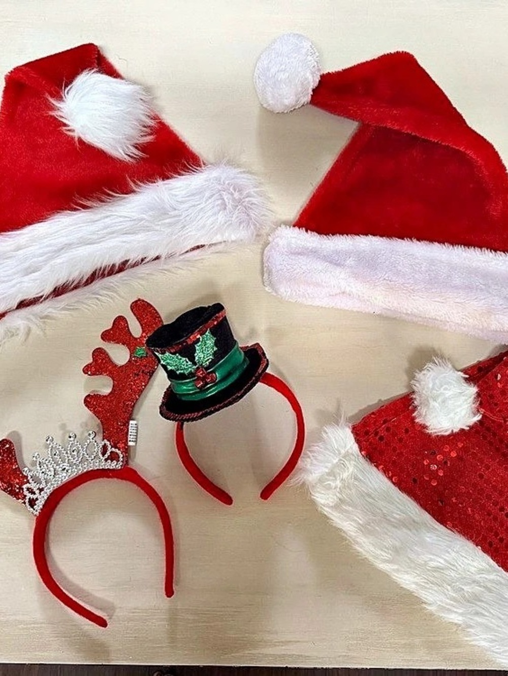 Christmas Santa Hats & Headbands Red Like New